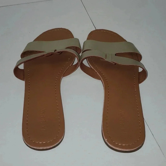 J. Crew Beachside Sandals Slides Gold Size 9 Metallic Womens Shoes Open Toe Flap - Picture 5 of 13
